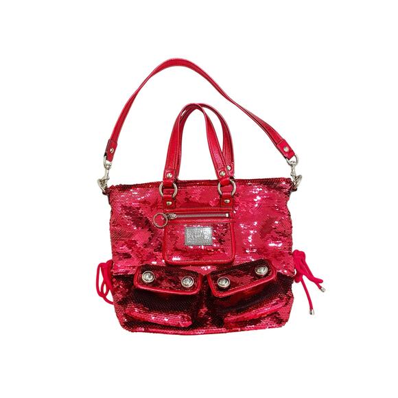 Coach Poppy Red Sequin Glam Tote Shoulder Bag Crossbody Rare - Picture 12 of 16